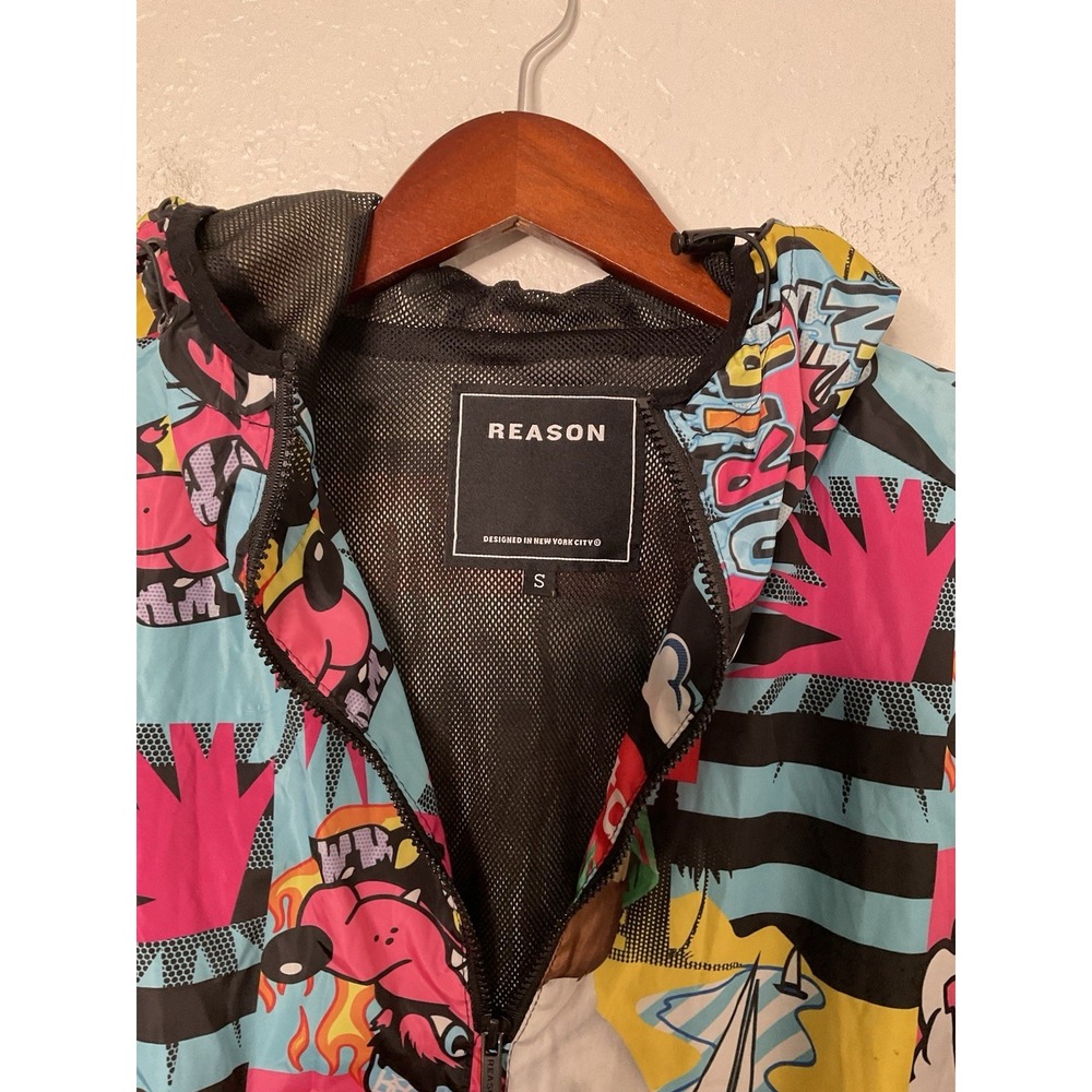 REASON BRAND Anorak Hooded Windbreaker Men's Jacket 1/4 Zipper - Picture 3 of 4